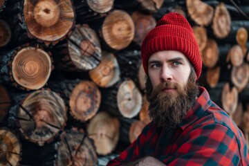 Obraz premium young lumber worker on site