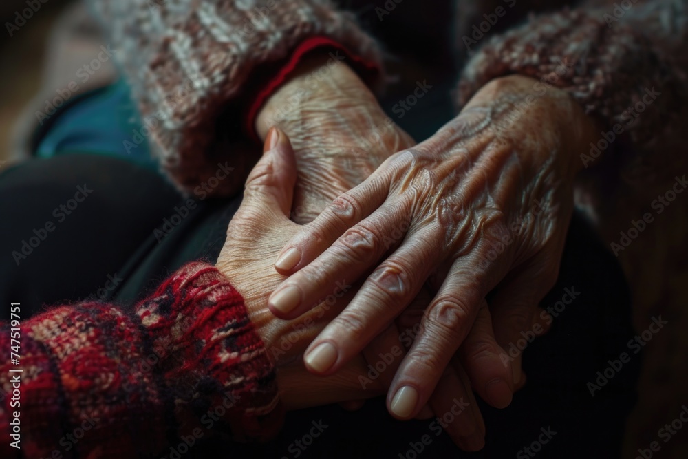 Poster a close-up image of two people holding hands. perfect for illustrating love and unity