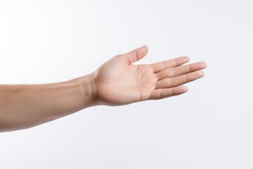 A person holding their hand out in the air. Suitable for various concepts