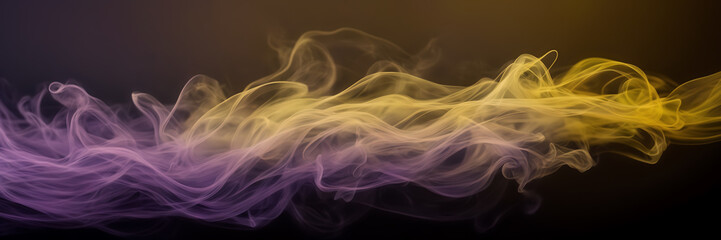 Photograph showcasing the mesmerizing dance of smoke tendrils in shades of citrine and peridot against a canvas of dusky violet.