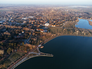 Aerial drone view Landscape on Lake Palich, Subotica, Serbia, Europe.