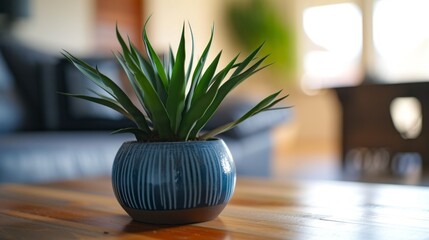green plant in a pot in the interior.