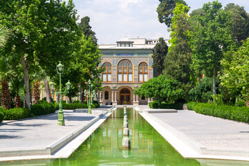 Beautiful old Golestan palace in Tehran, Iran. Exterior of famous persian Golestan palace