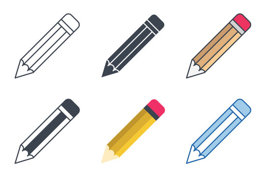 Pencil icon collection with different styles. Pencil symbol vector illustration isolated on white background