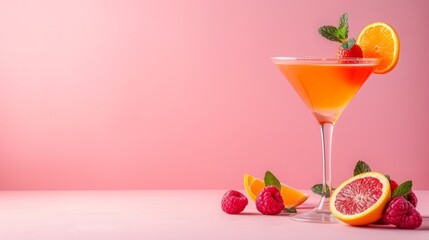 cocktail in a glass on the table.