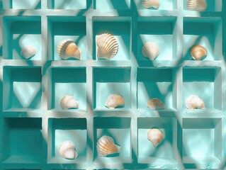  Trend square pattern with seashells on summer