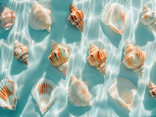  Trend square pattern with seashells on summer