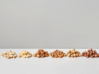  Different types of nuts on the table.