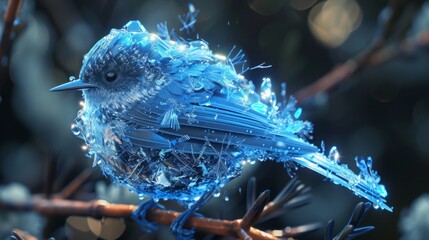 bird blue glowing neon.