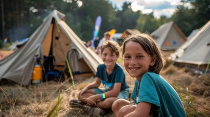 Summer camps, scout children camping

