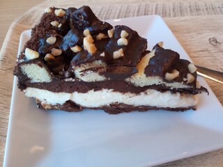 Piece of a tasty Chocolate cake. Tasty Breakfast