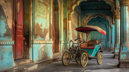 Rickshaw on old Indian town. travel concept. 