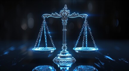 digital law scale on black background