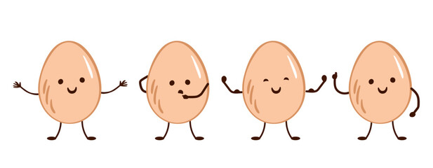 emoticon faces egg character set. Different emotions social media Symbol. Vector funny character egg. holiday decoration, poster, greeting card, sticker,  social media, bakery, farming, education.