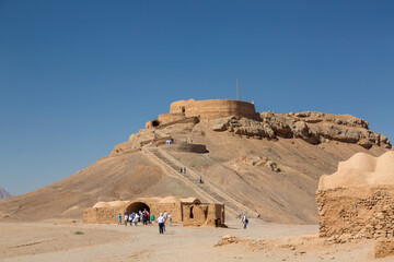 Zoroastrian temples ruins and the Tower of Silence in Yazd, Iran.