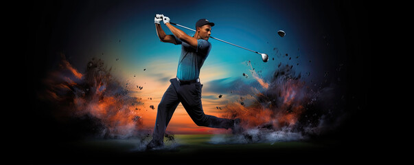 Naklejka premium Golf player shot at the hole.