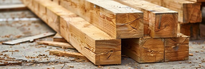 a stack of heavy duty wood beams