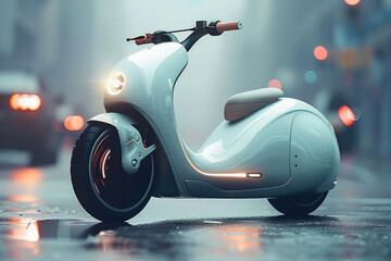 Cute electric scooter futuristic concept. Generative AI.