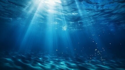 Fototapeta na wymiar Underwater background. Blue Underwater with ripple and wave lights