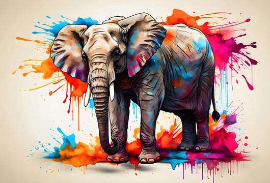 A majestic animal, a charming elephant rendered in a delightful artistic watercolor style.
