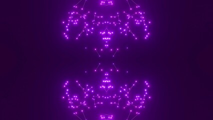 effektvolle futuristische violett leuchtende synchrone 3D-Linien mit Verbindungspunkten, techniches Design, Fraktal, Muster, Geraden, Verbindungen, Internet, System 