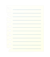 Blank lined note book page with torn edge. Notepaper mockup. Png clipart isolated on transparent background