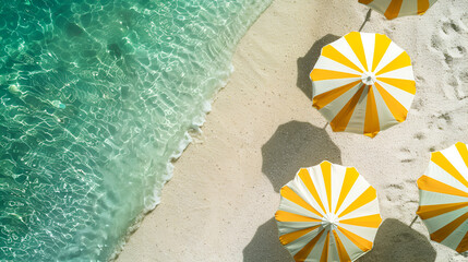Beautiful summer beach background with parasol and beach