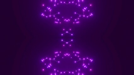 effektvolle futuristische violett leuchtende synchrone 3D-Linien mit Verbindungspunkten, techniches Design, Fraktal, Muster, Geraden, Verbindungen, Internet, System

