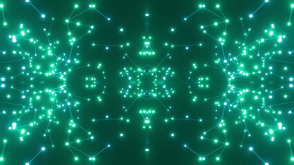 effektvolle futuristische grün leuchtende synchrone 3D-Linien mit Verbindungspunkten, techniches...