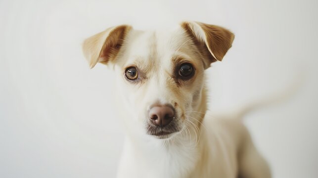 Jack Russell terrier portrait, dog, AI image, dog close-up, white dog