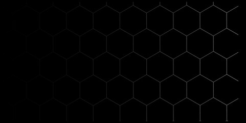 Abstract background with dark black hexagons and seamless pattern in vector design . luxury black pattern geometric mesh cell texture .hexagon 3d background texture design .