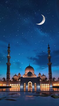 grand mosque with a crescent moon