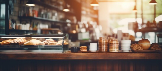 A busy bakery counter is piled high with a variety of freshly baked pastries, showcasing an array of shapes, colors, and textures in a warm and inviting setting.