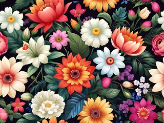 Colorful beautiful flower art flower arrangement decoration wallpaper background ai generated 