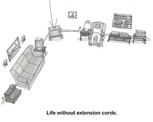 Fotobehang Man Does Not Own Extension Cords © cartoonresource