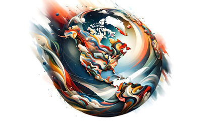 Abstract globe focusing on North America illustration.