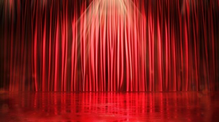 lush red curtains and a solitary spotlight, sets a scene of anticipation
