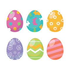 Easter set of Easter eggs. Vector graphics
