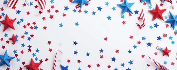 Independence Day Banner. Authentic Holiday Background with American Flag on White