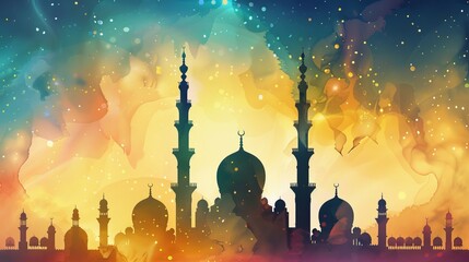 card background featuring Islamic vector designs, with intricate patterns - obrazy, fototapety, plakaty
