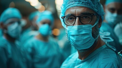 Medical Team Performing Surgical Operation in Modern Operating Room