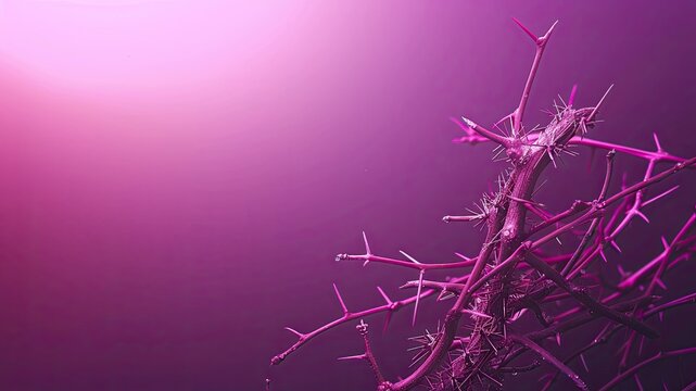 Symbolic Good Friday: Crown of thorns on a rich purple background, conveying solemnity and religious depth. Embrace the essence of faith.