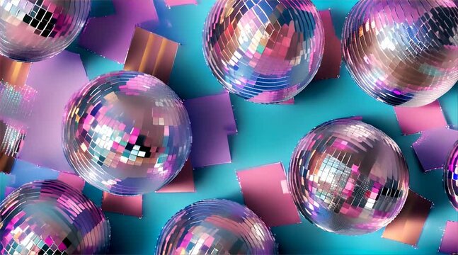 shiny festive disco balls pattern, party backdrop