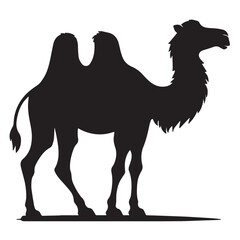 Vintage Retro Styled Vector  camel Silhouette Black and White - illustration