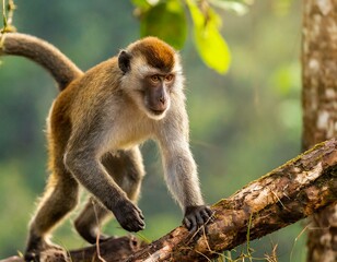 Obraz premium mono caminando en una rama de un arbol en la selva
