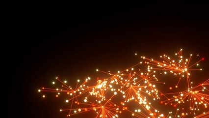 Obraz premium Highspeed Internet Verbindungen, Glasfaser, FTTH, Breitbandausbau, vielfältig, Kontakte, Energie, Austausch, Präsentation, Multimedia, Social Media, Punkte, Linien, Daten, Security, orange, goldgelb 