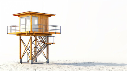 illustration of lifeguard tower on pure white background