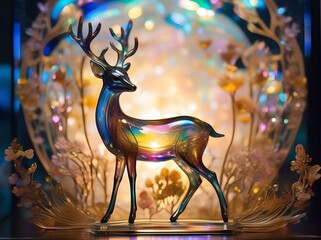 delicate iridiscent deer made of glass