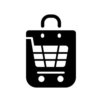 Shopping cart, store location on the map, shop next to the road, icon for user interface.