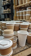 Fototapeta na wymiar paper cups and lids